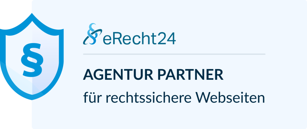 Agenturpartner-Logo von eRecht24 für rechtssichere Webseiten.