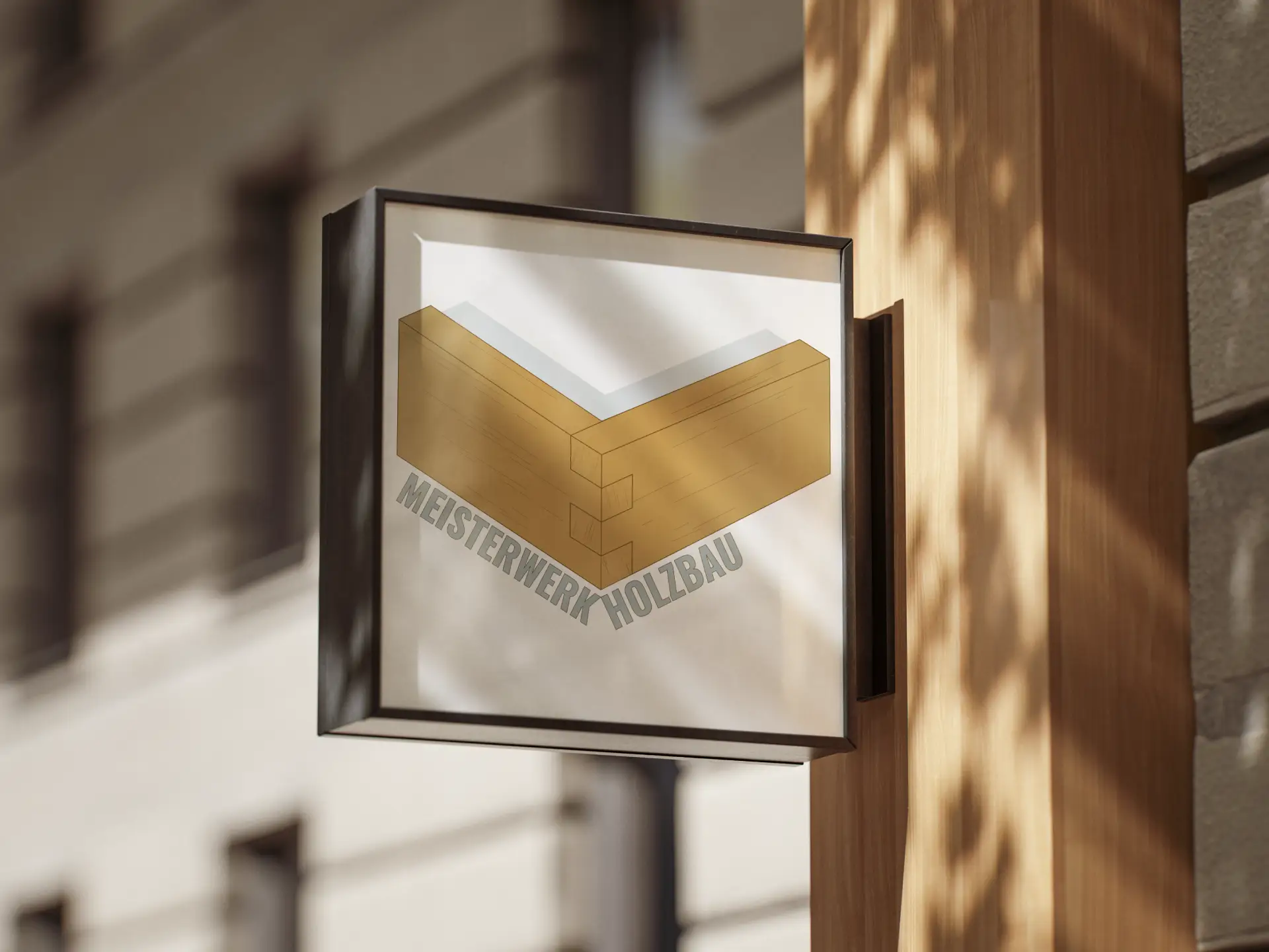 MockUp eines erstellten Logos an einem Firmenschild.
